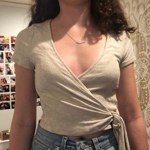 Tan wrap shirt